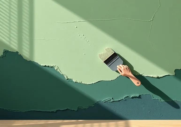 Application d'un enduit décoratif à la lisseuse sur un mur